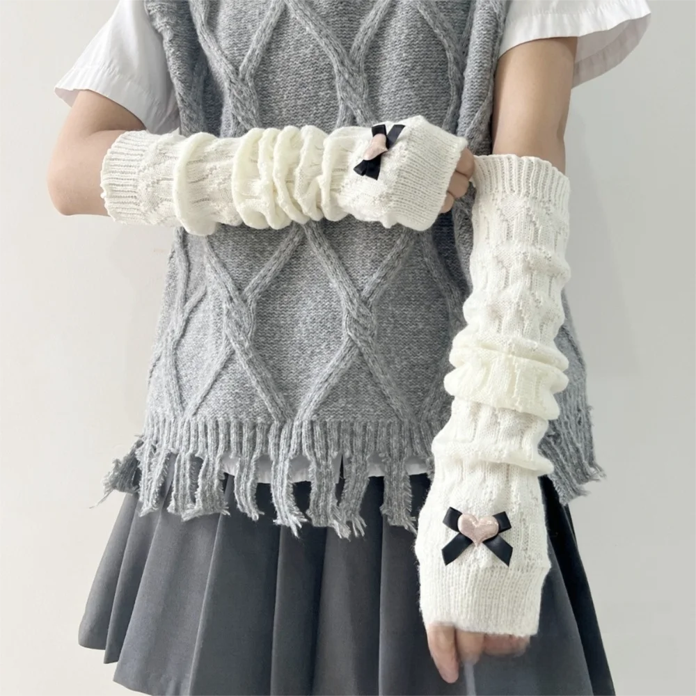 Модные длинные теплые перчатки