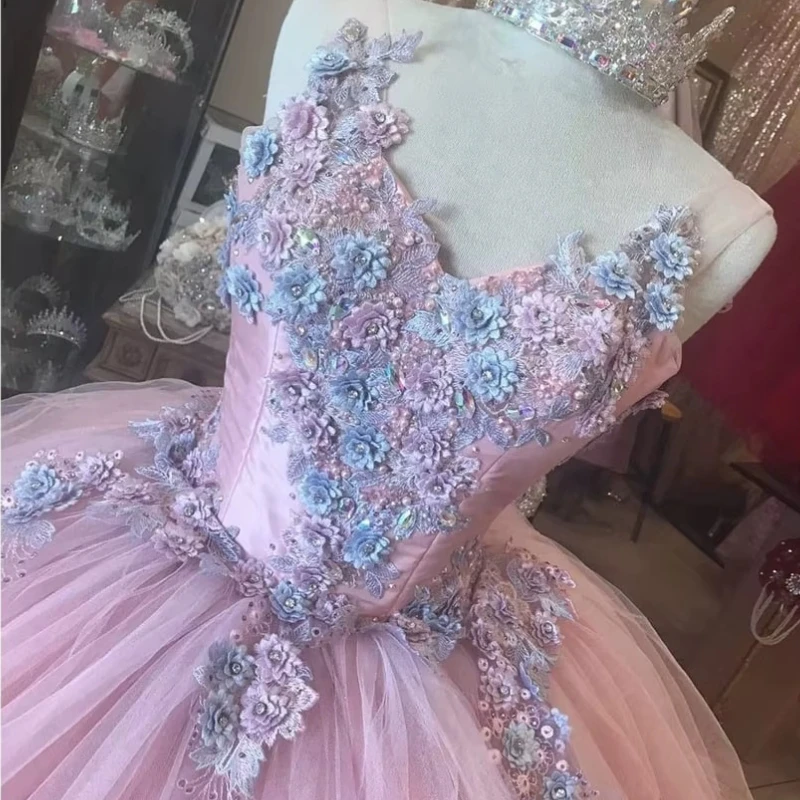 Роскошные телесные розовые платья quinceanera по индивидуальному заказу - Фотография_2
