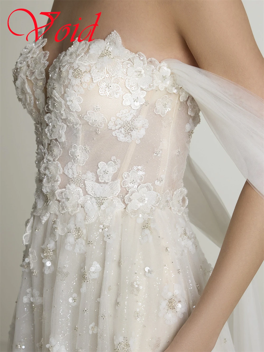 Индивидуальное мечтательное белое тюлевое свадебное платье - Фотография_5