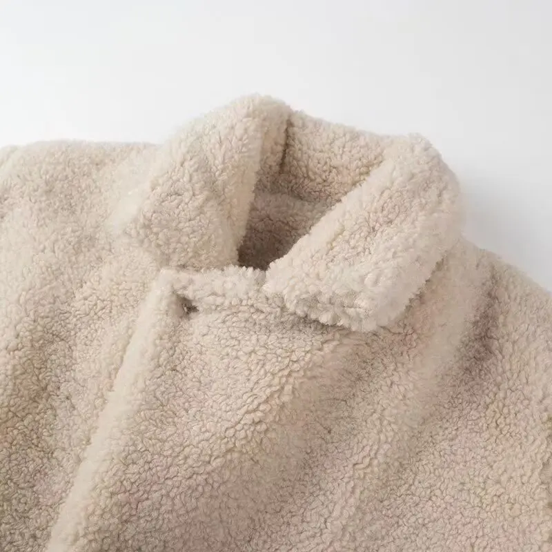 Женское модное плюшевое толстое пальто с воротником - Фотография_5