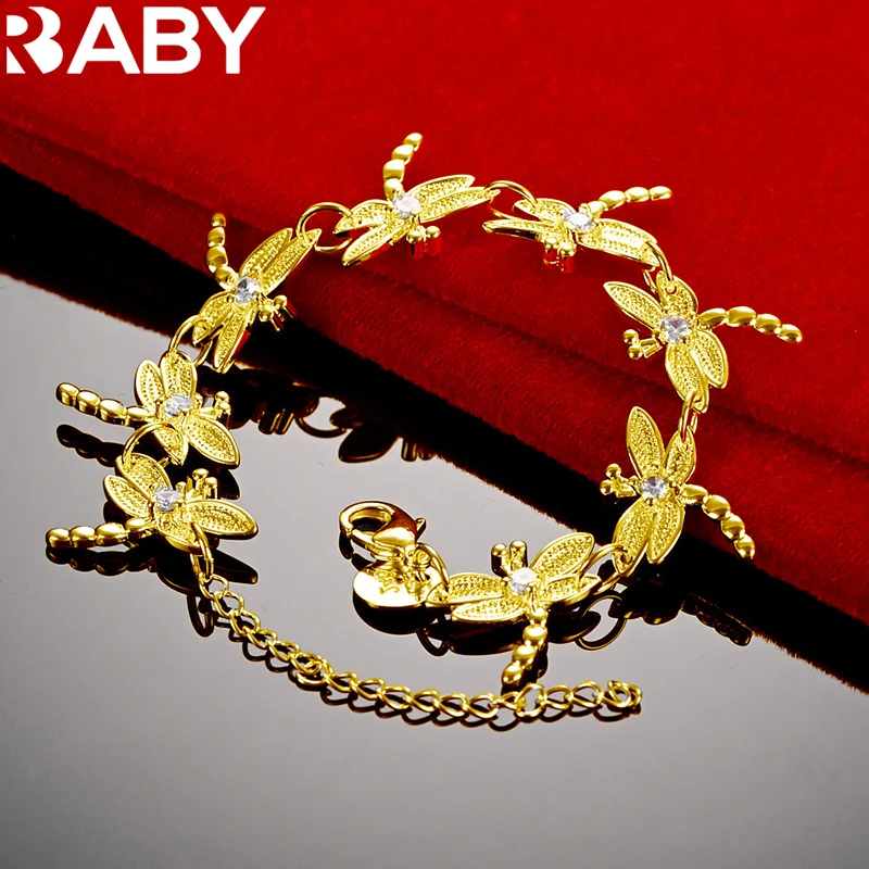 Браслет с восьми стрекозами urbaby из 24-каратного золота с цирконом