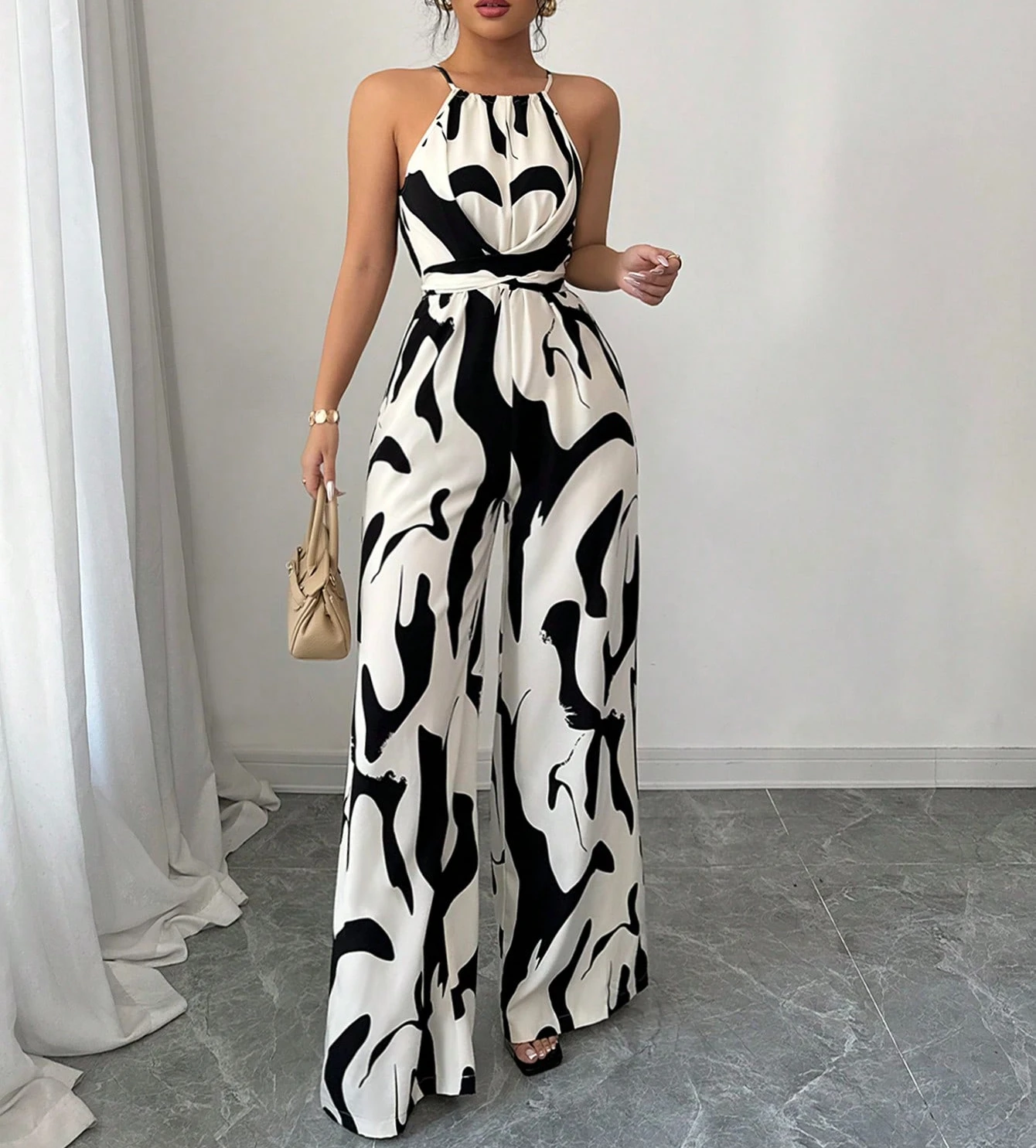 Комбинезон traf colorblock с высокой талией - Фотография_4