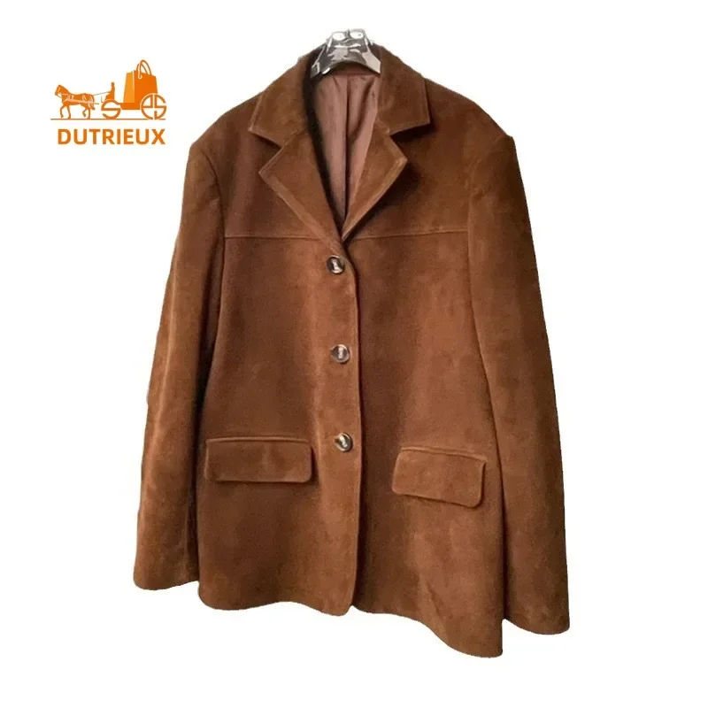 Женское замшевое пальто из овечьей шкуры - Фотография_6