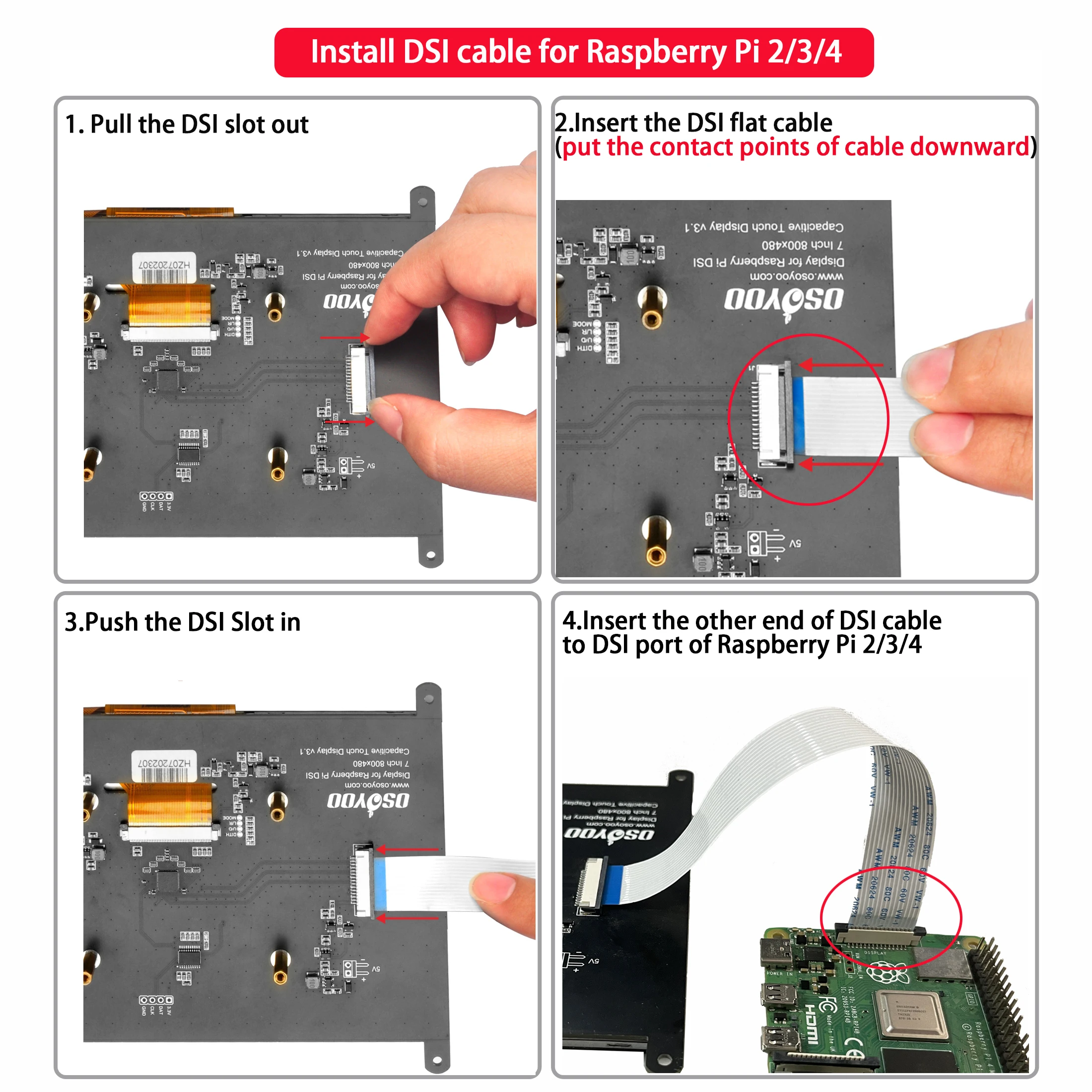 Osoyoo 7-дюймовый сенсорный экран rpi5 dsi - Фотография_6