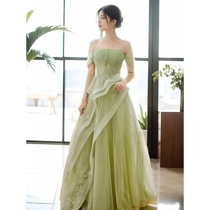 Новое травяно-зеленое длинное платье - Фотография_2