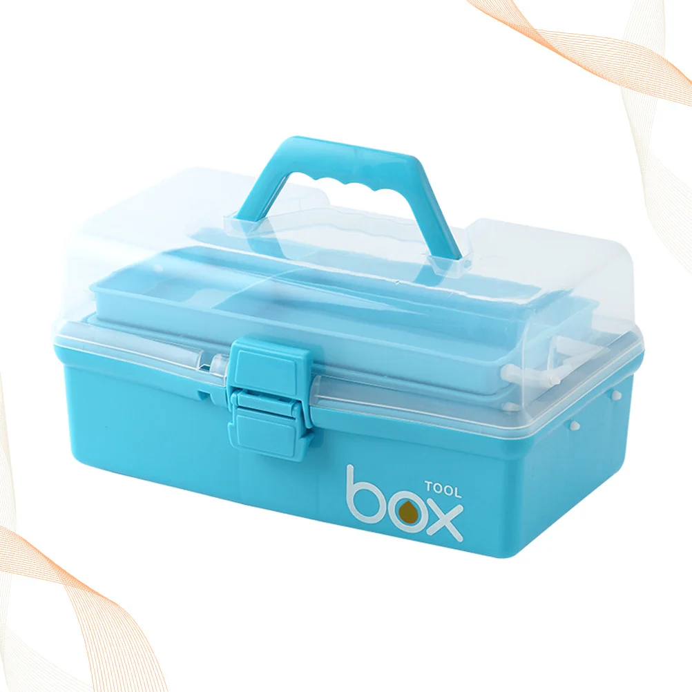 Портативный небесно-голубой многослойный ящик для хранения лекарств - Фотография_6