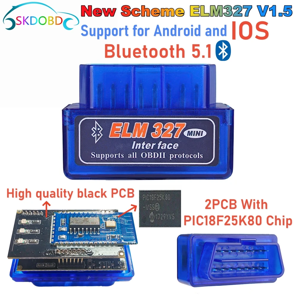 Автомобильный мини-сканер elm327 v1.5 с bluetooth 5