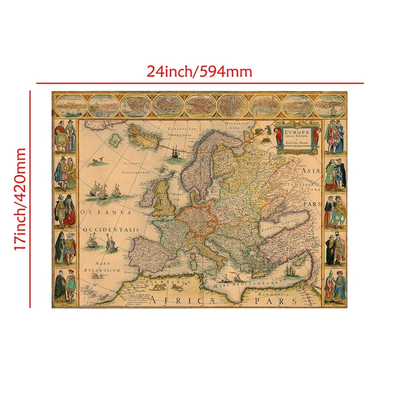 Нетканая холщовая картина с картой в стиле ретро 59*42 см - Фотография_6