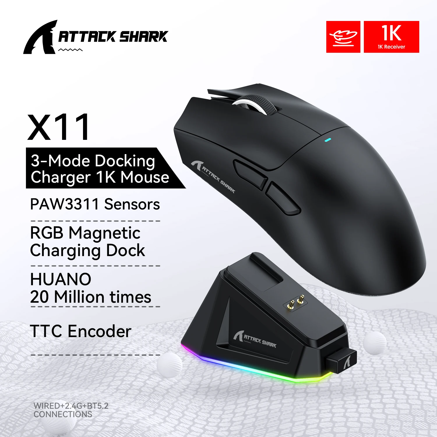 Беспроводная bluetooth-мышь attack shark x11