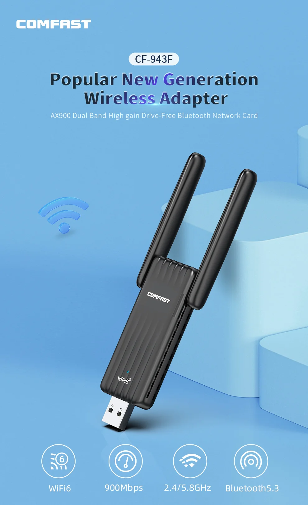 Адаптер comfast ax900 wifi6 bt5.3 2 - Фотография_2