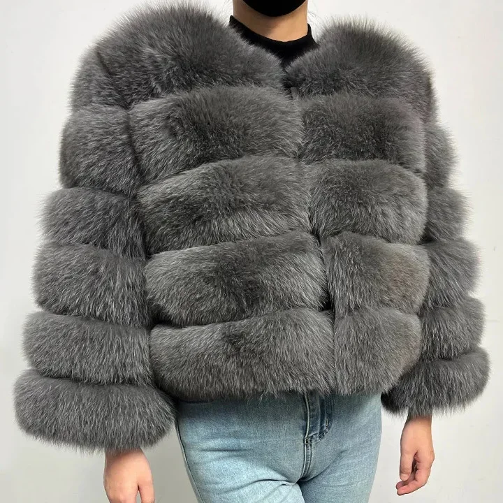 Women faux fur fox coats thick