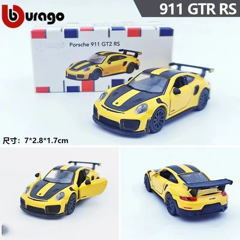 Burago 1:64 porsche 911 gt2 rs модель спортивного автомобиля из сплава - Фотография_6