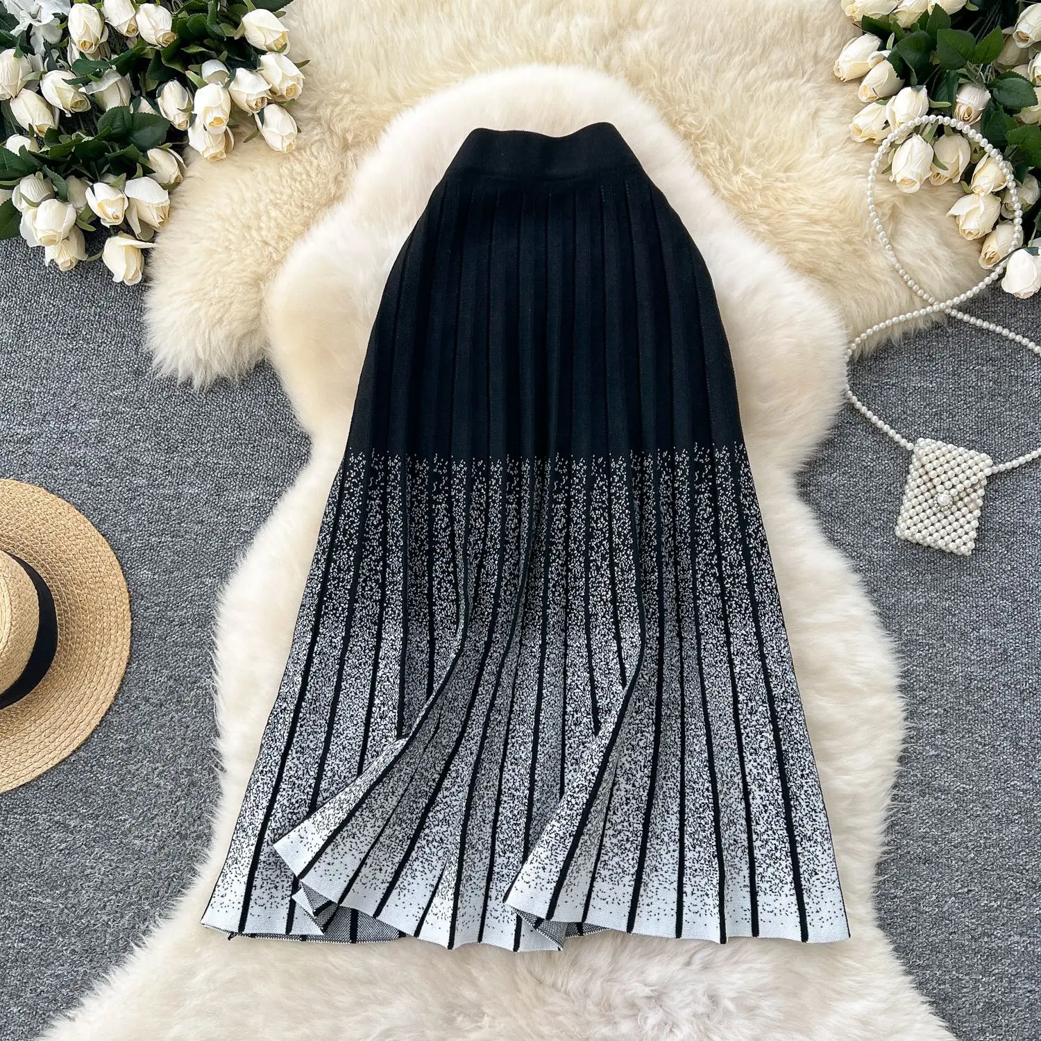 Женские однотонные плиссированные юбки до щиколотки