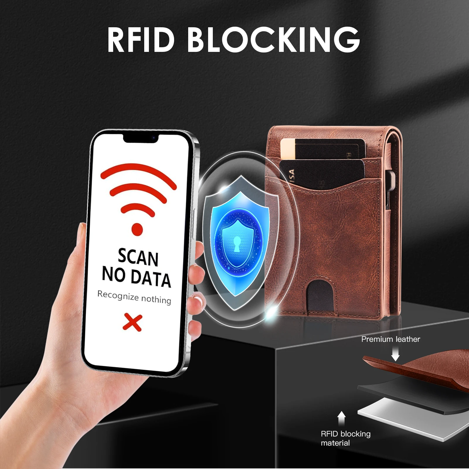 Кошелек из натуральной кожи с блокировкой rfid - Фотография_3