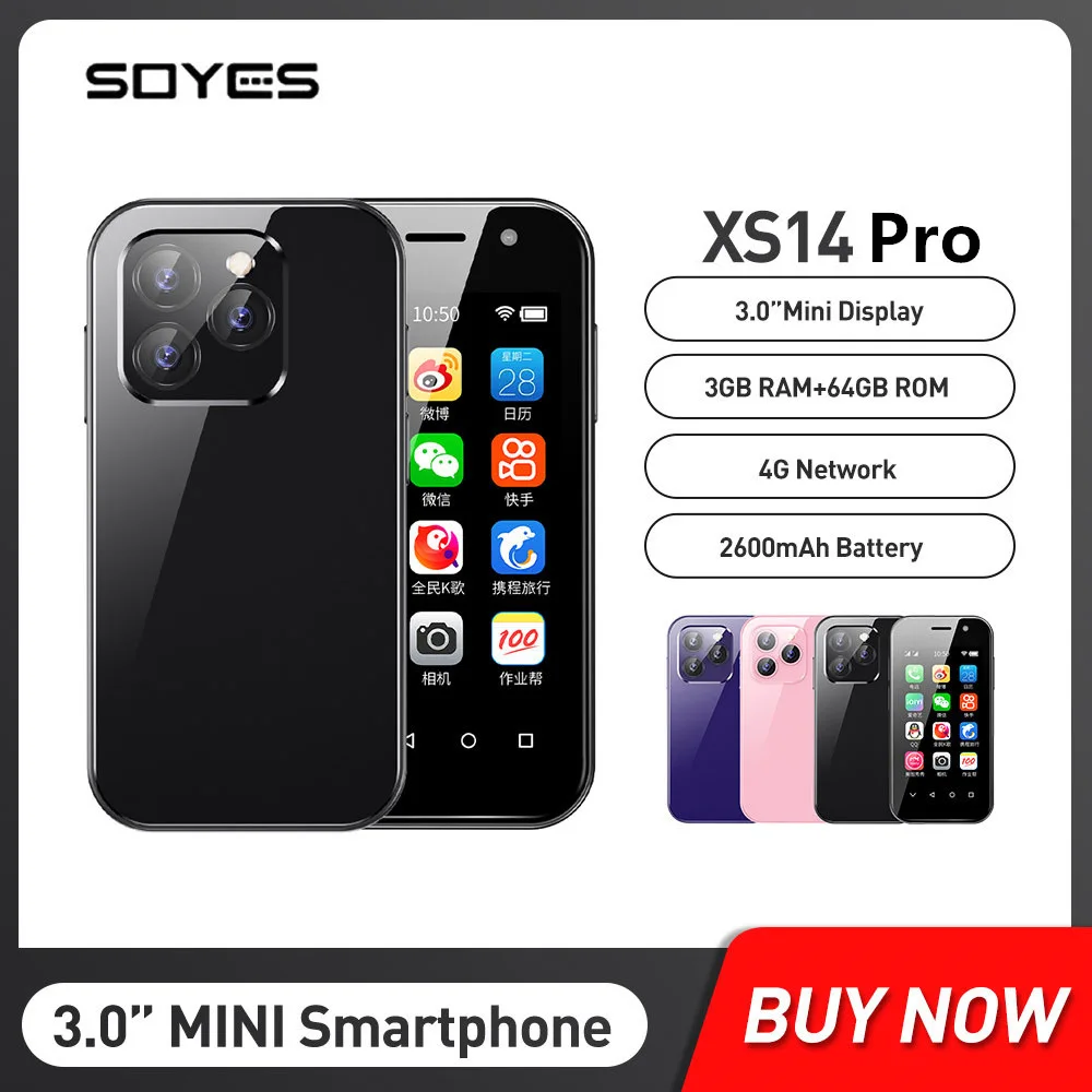 Мини-смартфоны soyes xs14 pro 4g lte 3 гб + 64 гб android 9