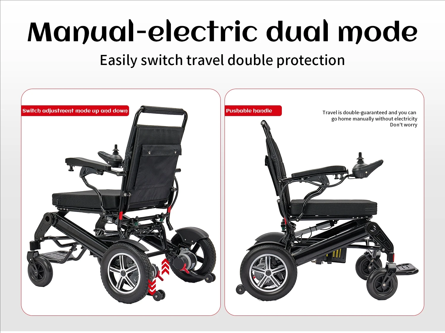 Широкоместная портативная складная инвалидная коляска - Фотография_4
