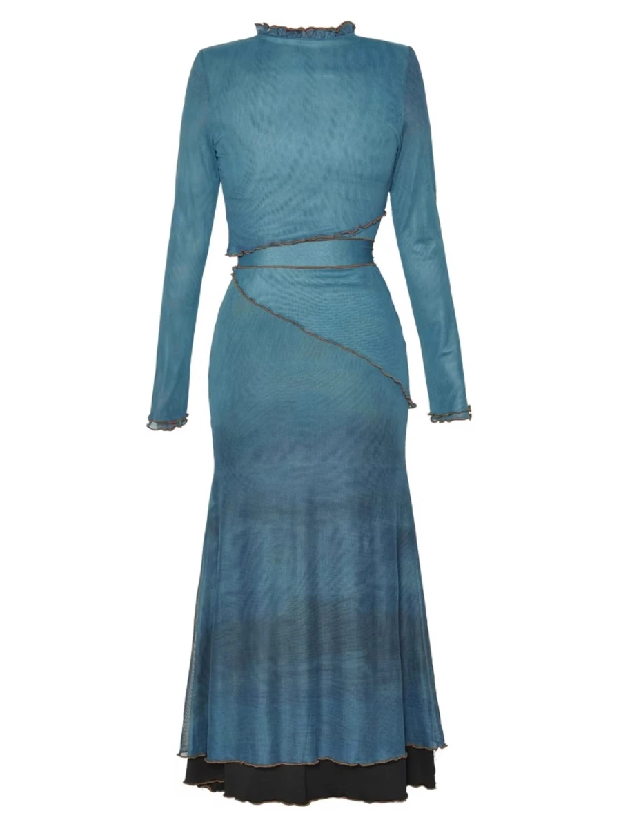 Vgh сетчатое платье на шнуровке с принтом для женщин - Фотография_3