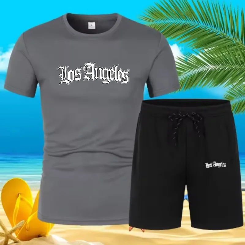 Мужская летняя футболка с буквенным принтом лос-анджелеса - Фотография_4