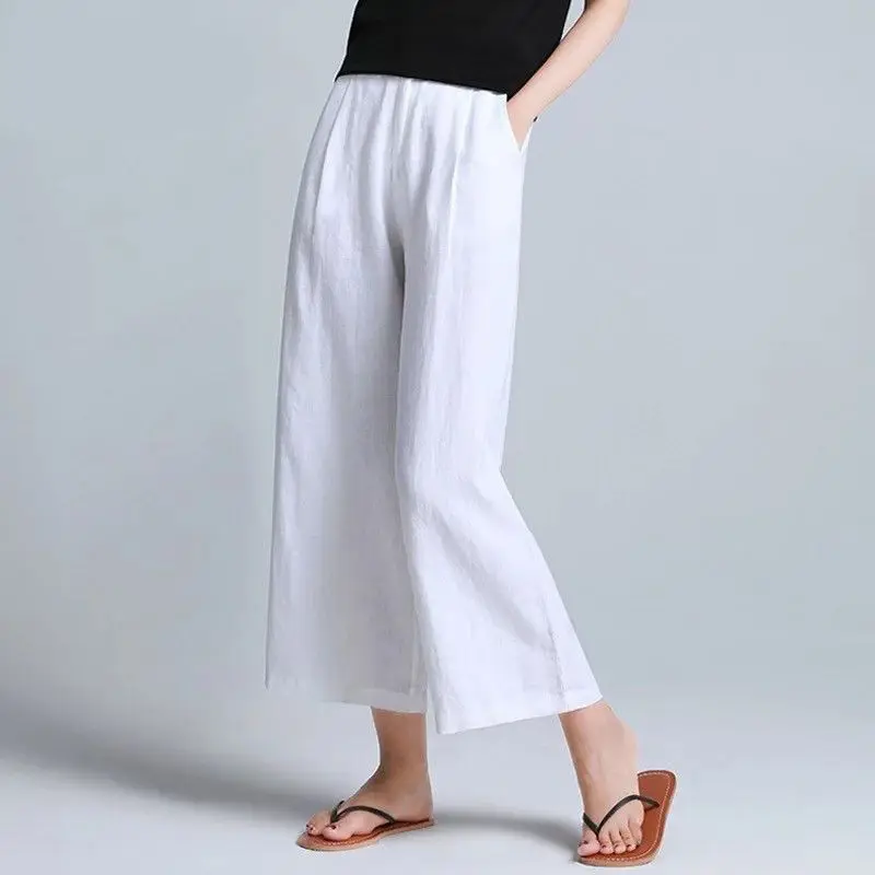 Женские свободные прямые однотонные брюки - Фотография_3