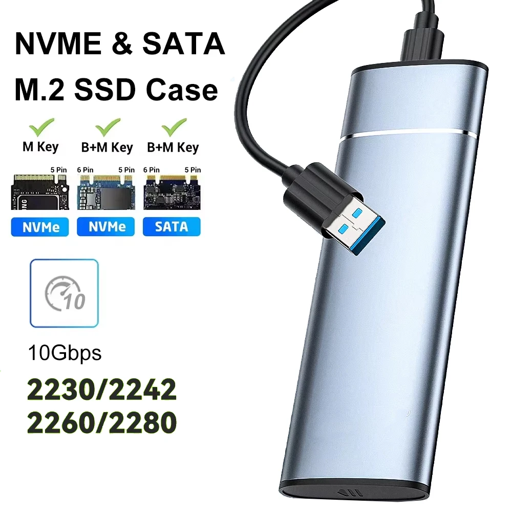 Корпус m.2 sata nvme 10 гбит/с