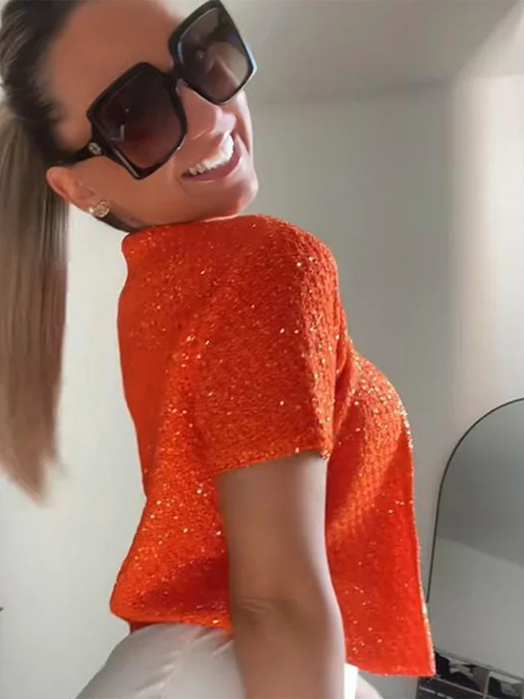 Женское вязаное пальто с блестками - Фотография_4