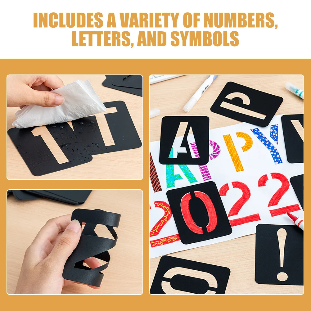 2 комплекта пластиковых многоразовых трафаретов с буквами и цифрами - Фотография_3