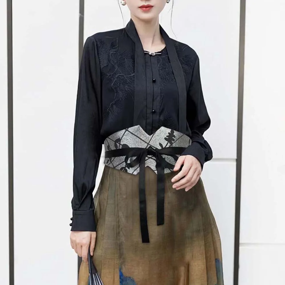 Регулируемый китайский широкий пояс с принтом - Фотография_2