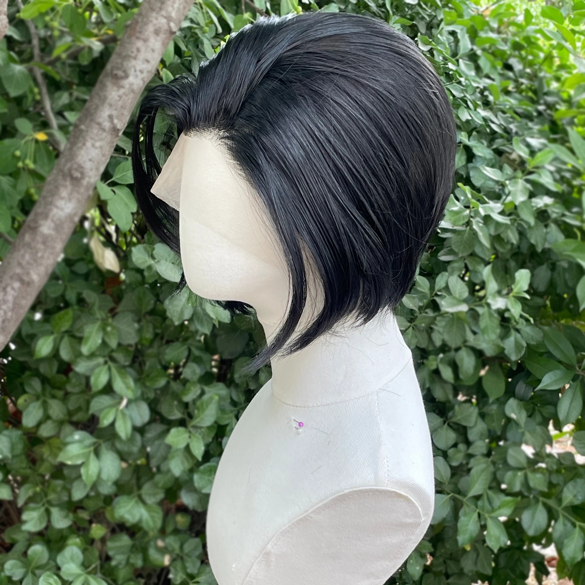 # 1 темно-черный короткий синтетический парик на шнуровке для женщин - Фотография_6