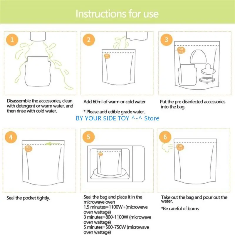 10 пакетов для стерилизации бутылочек с паровым подогревом