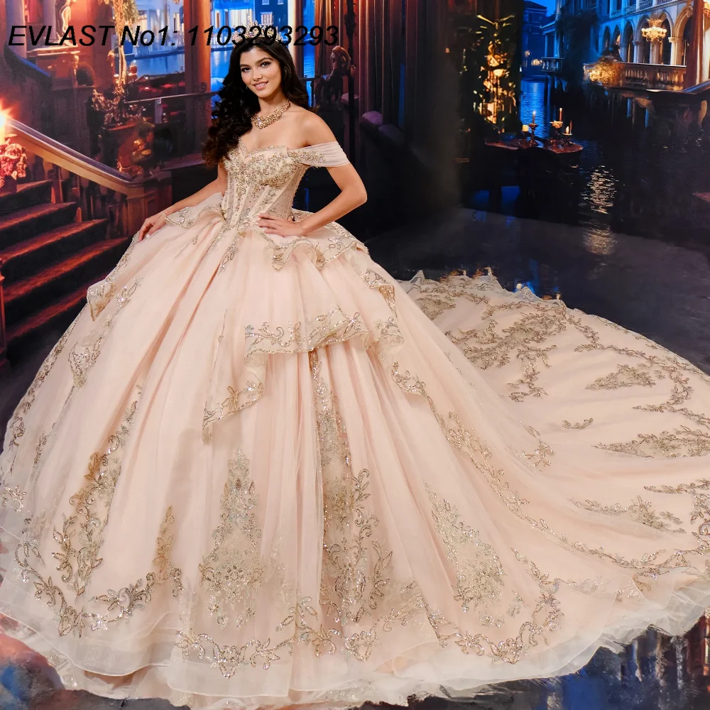 Evlast индивидуальное мексиканское красное платье quinceanera - Фотография_3