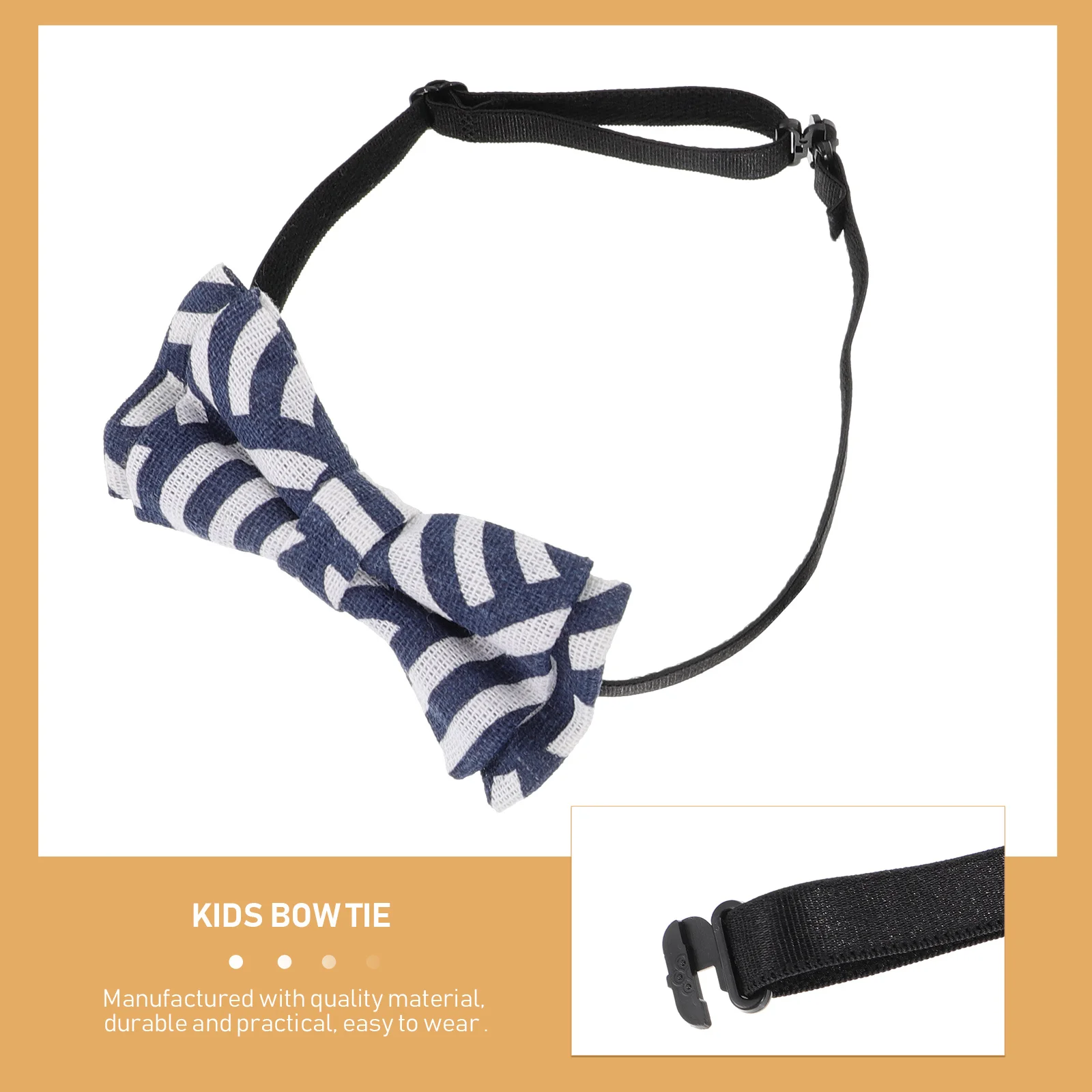 Сине-белый полосатый детский галстук-бабочка - Фотография_5
