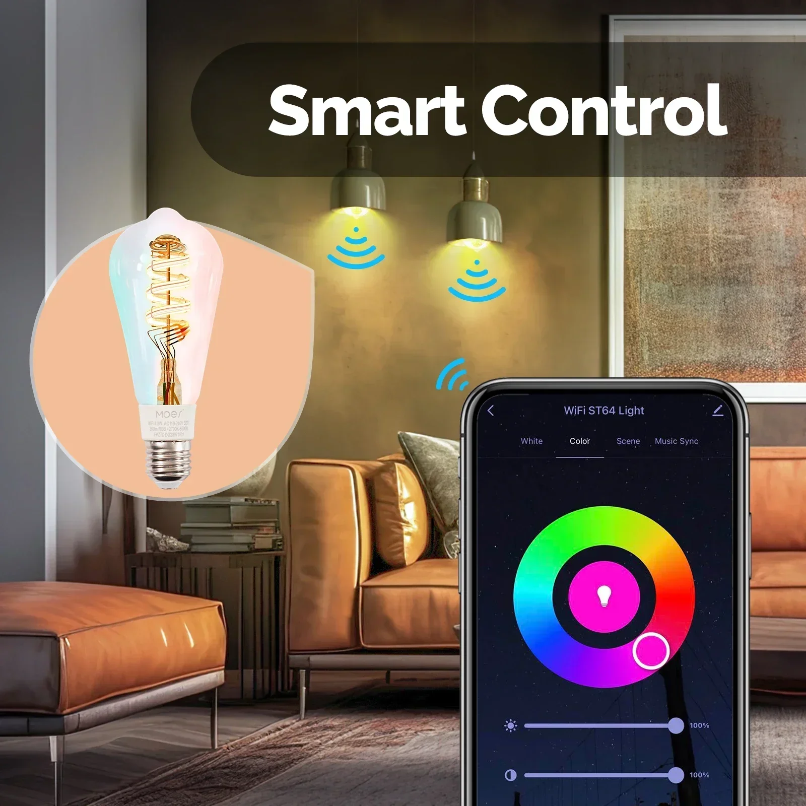 Moes tuya wifi smart st64 светодиодные - Фотография_6