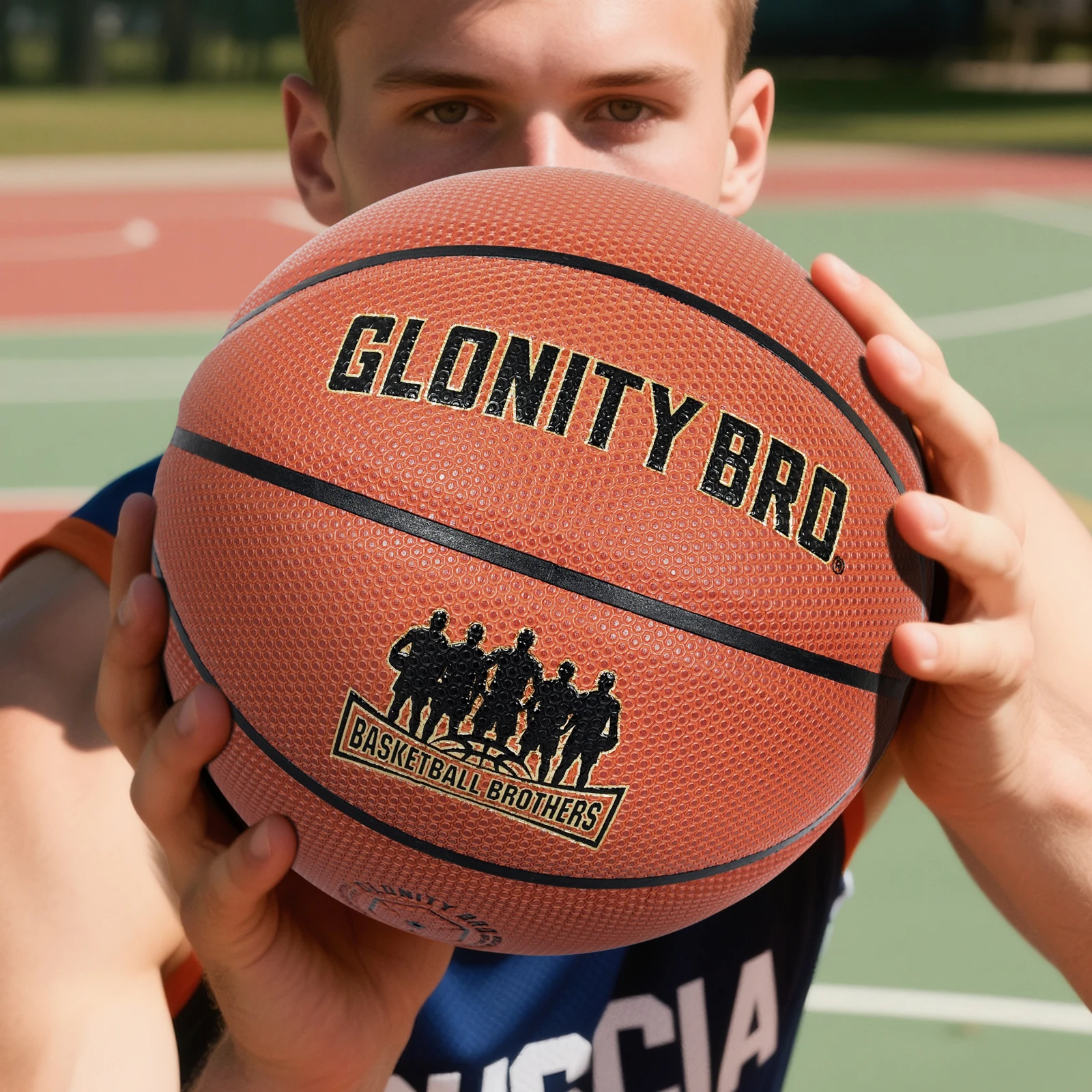 Высококачественный коричневый баскетбольный мяч из искусственной кожи - Фотография_2