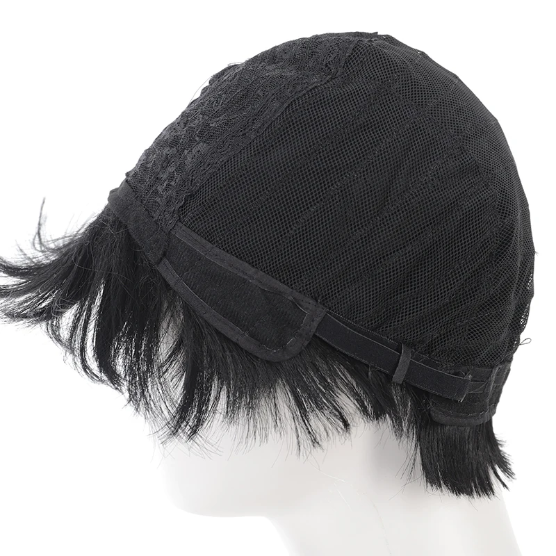 Красивый корейский черный короткий прямой парик для мальчиков - Фотография_4