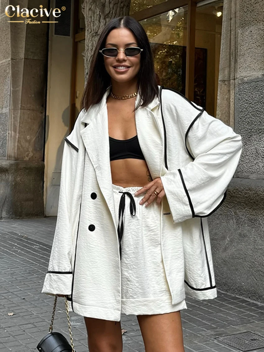 Модный свободный белый комплект clacive из 2 предметов - Фотография_3