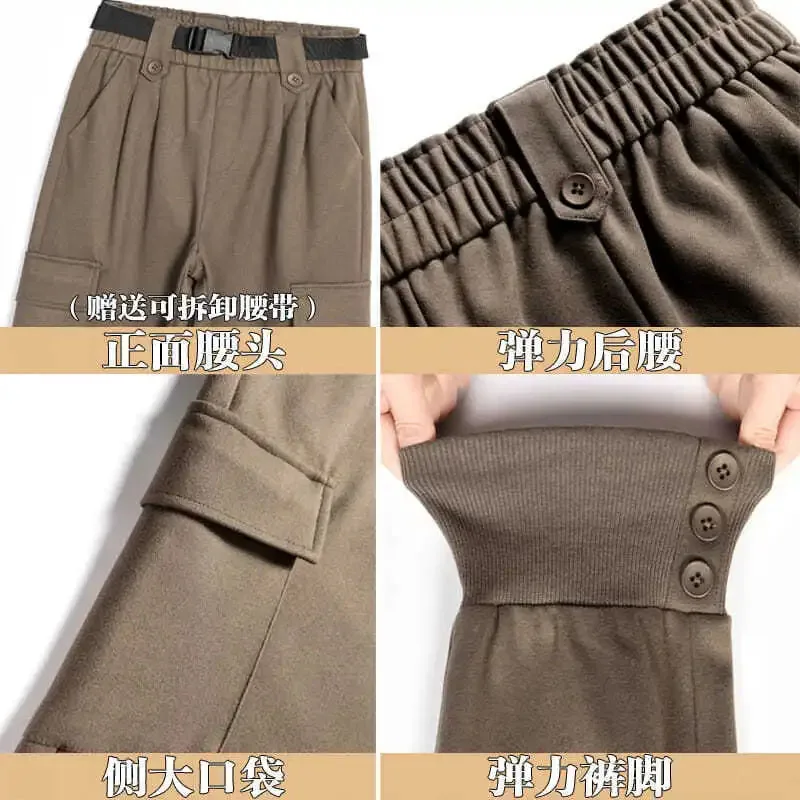 Осенне-зимние плотные шерстяные мешковатые брюки-карго - Фотография_6