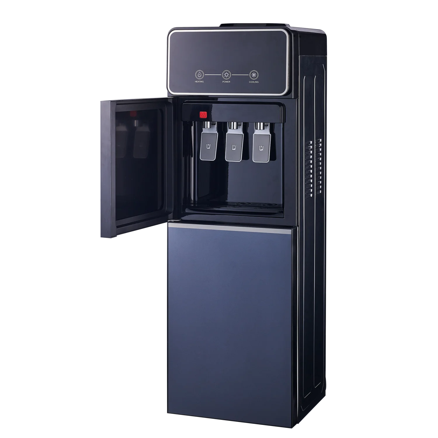 Двухдверный большой стеклянный диспенсер для воды с холодильником