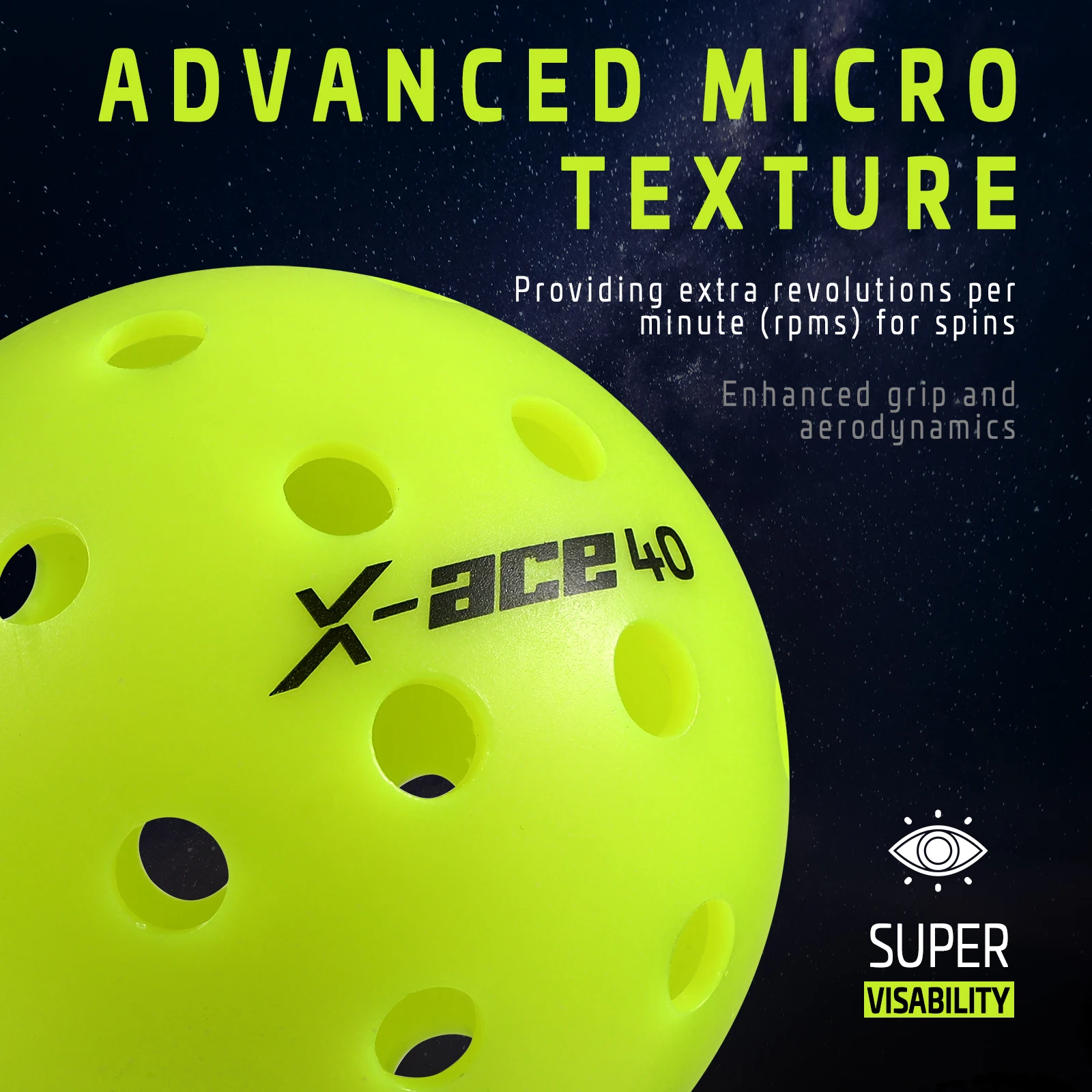 Ama sport x-ace pickleballs 40-луночные уличные шарики для пиклбола - Фотография_6