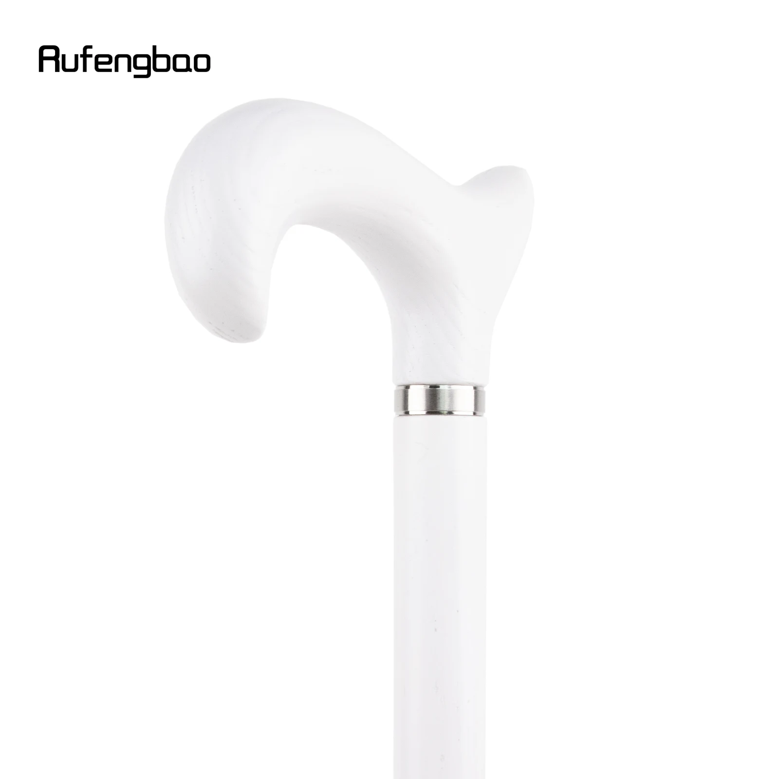 Белая деревянная одинарная стильная трость для ходьбы - Фотография_4