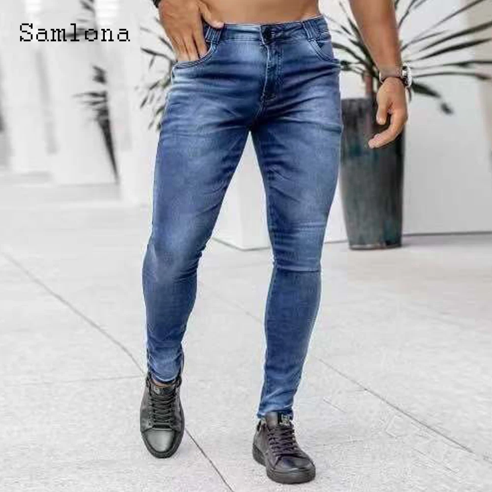 Джинсы samlona мужские модные узкие - Фотография_2