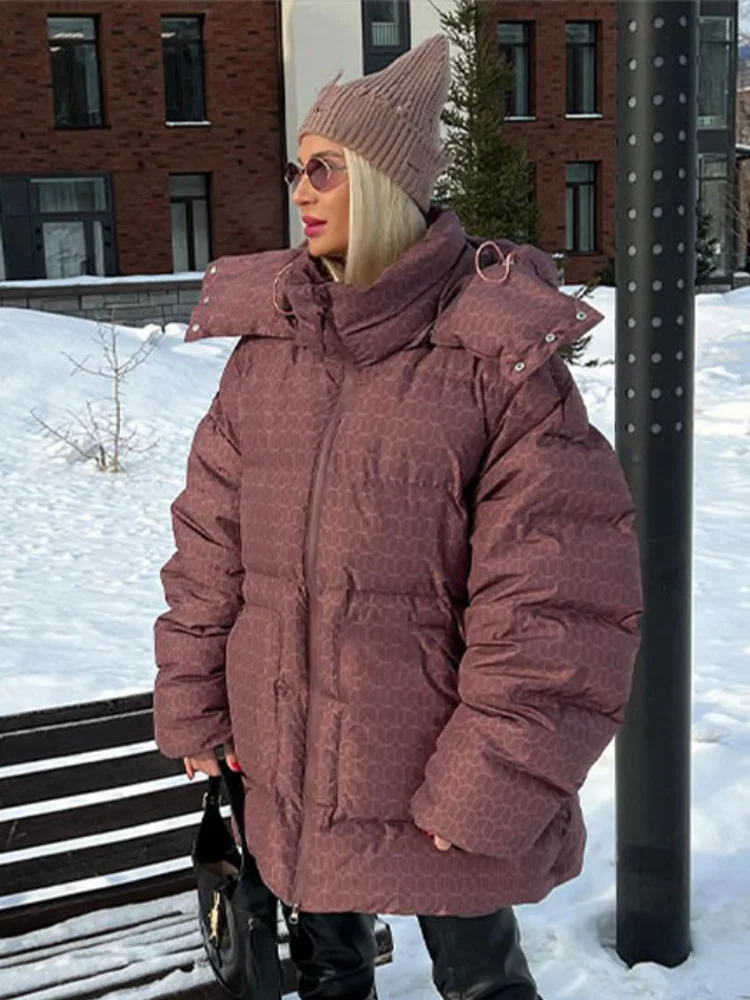 ﻿ женские зимние пальто с буквенным принтом - Фотография_4