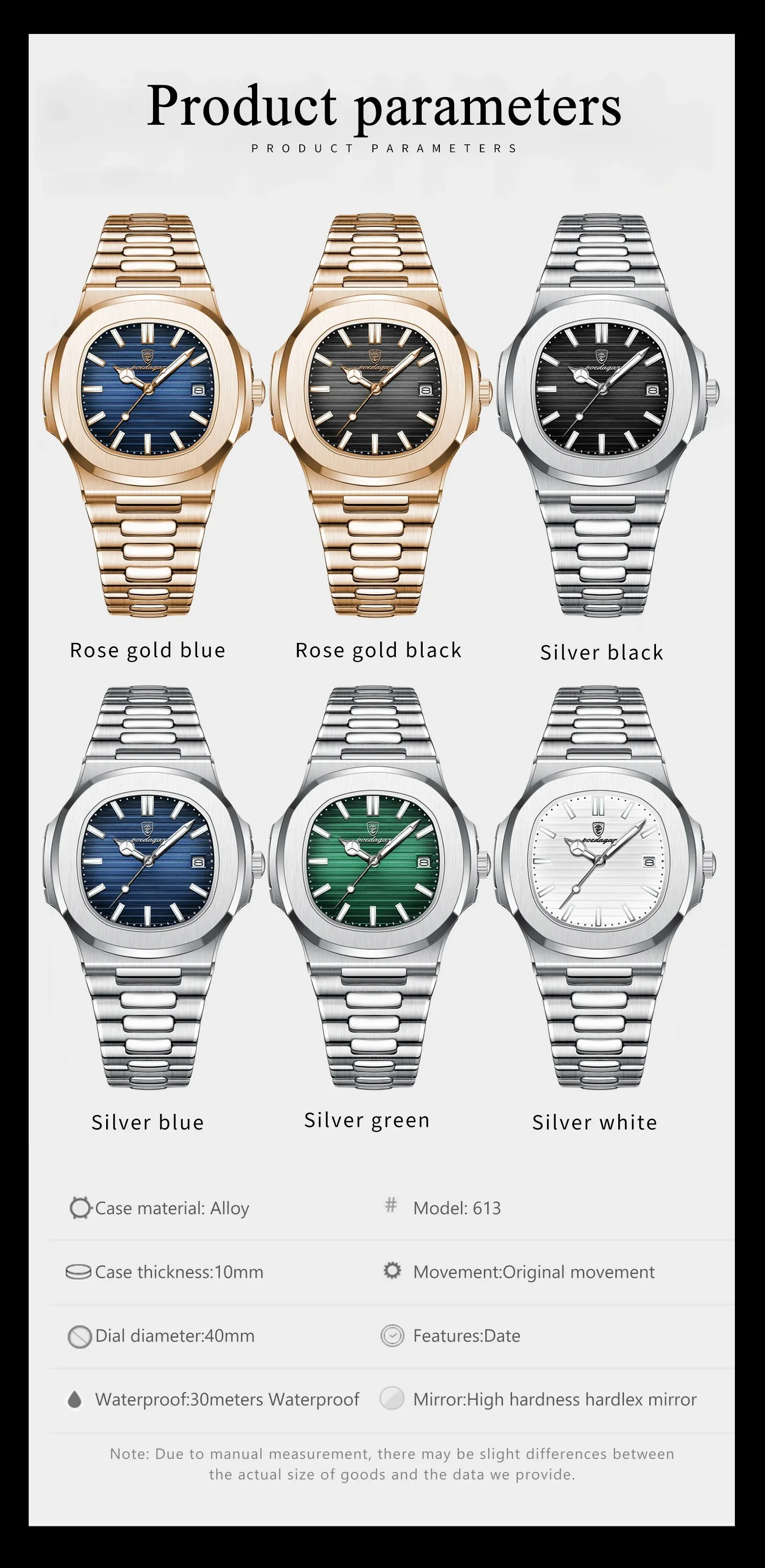 Новые мужские повседневные деловые часы poedagar - Фотография_6