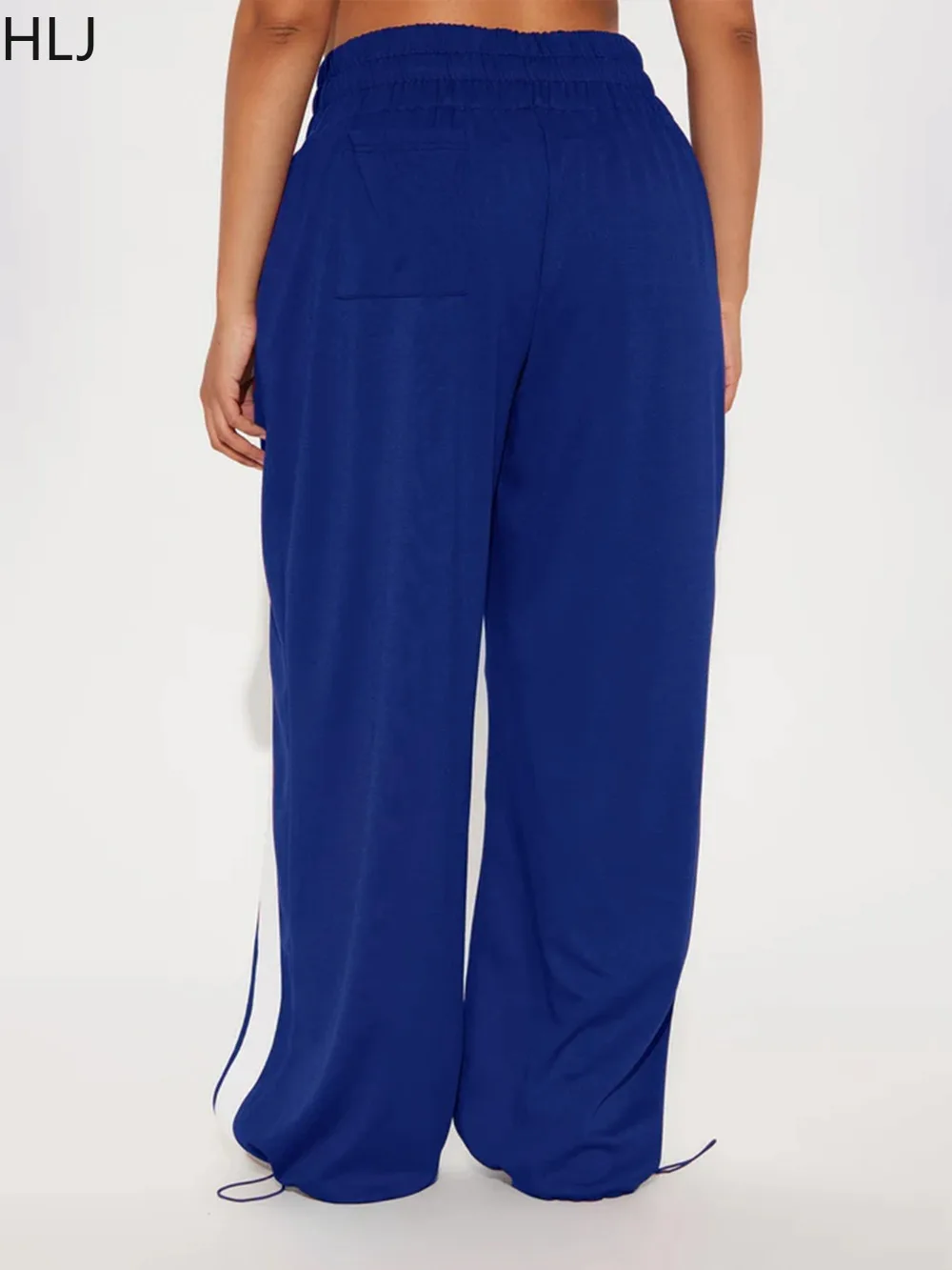 Hlj модные полосатые лоскутные прямые брюки для женщин - Фотография_6