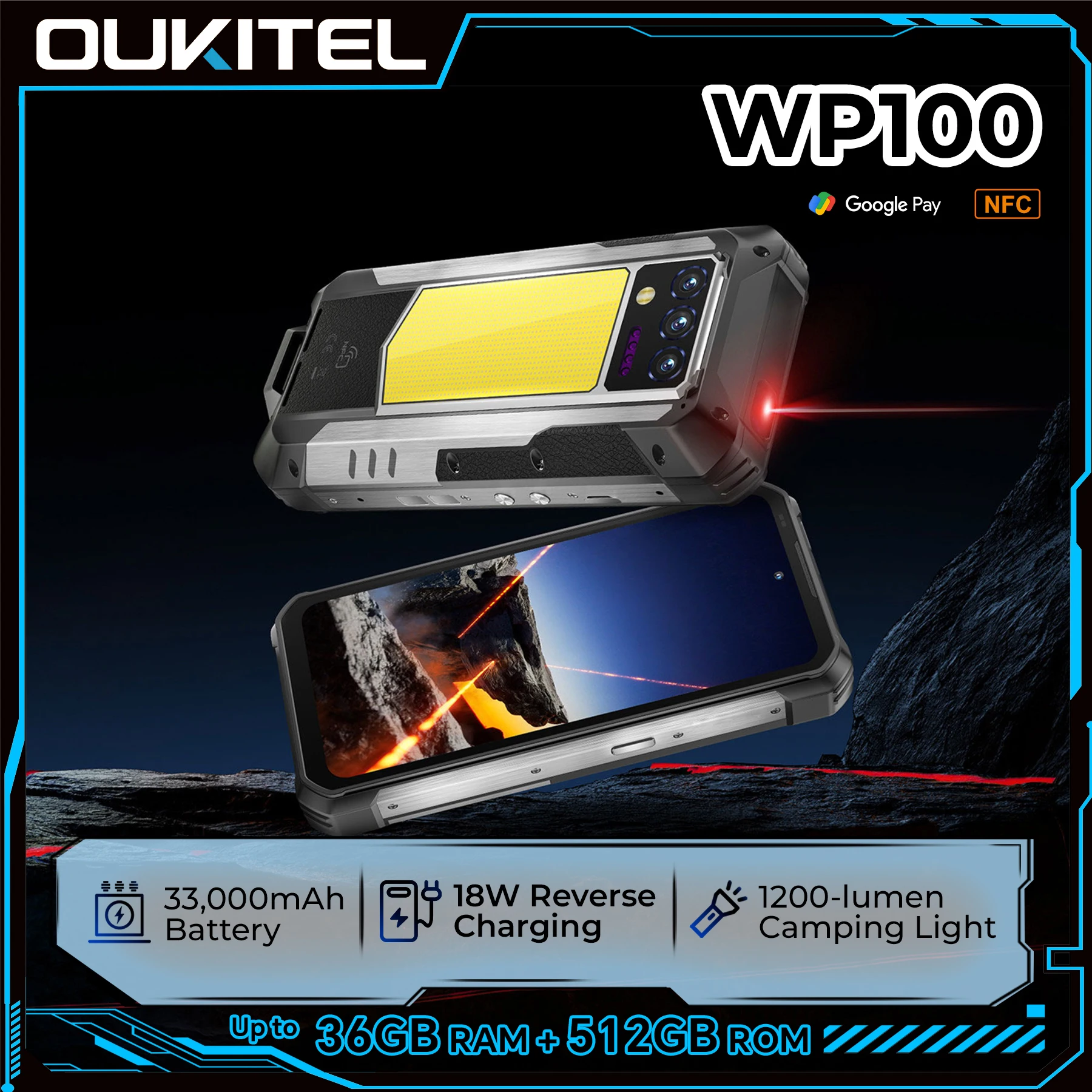 Надежный телефон oukitel wp100 - 33000 мач
