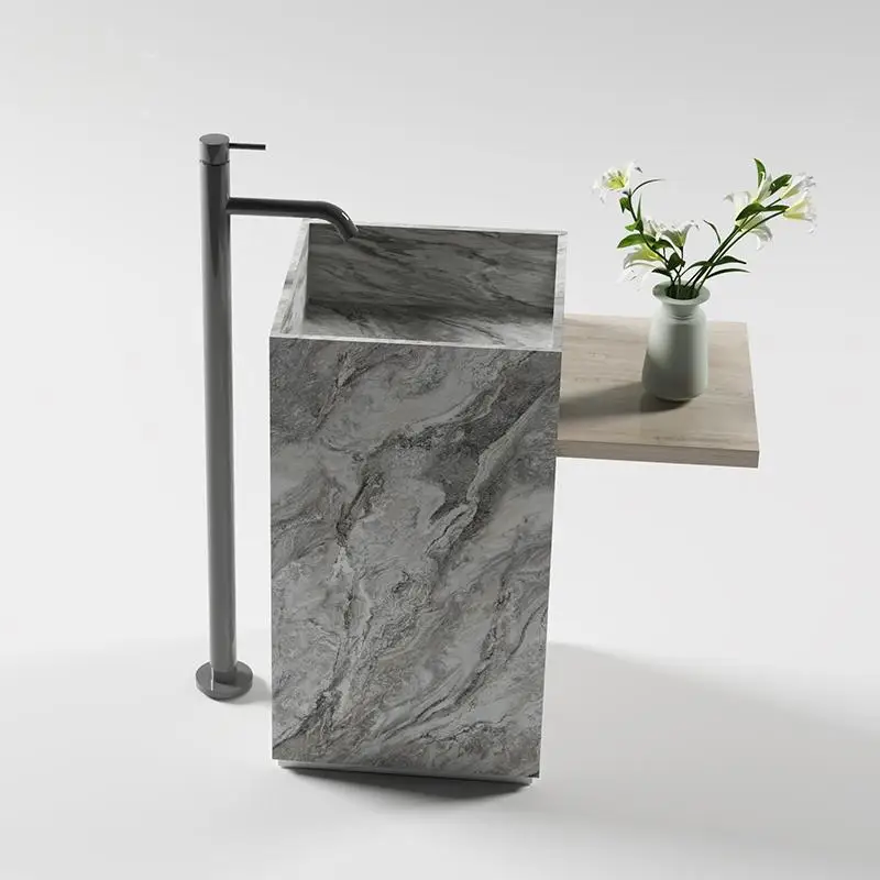 Легко очищаемая раковина с белой каменной панелью fish belly - Фотография_4