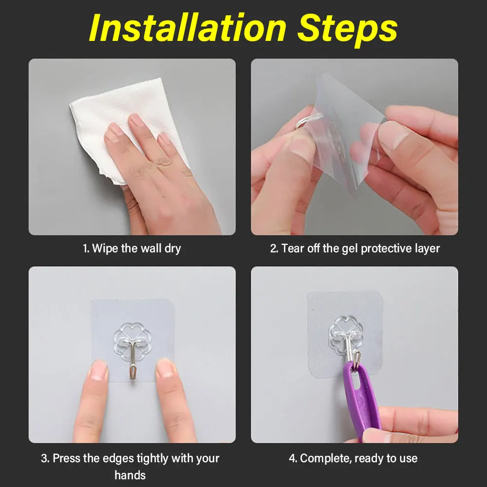 Прозрачные прочные самоклеящиеся крючки - Фотография_6