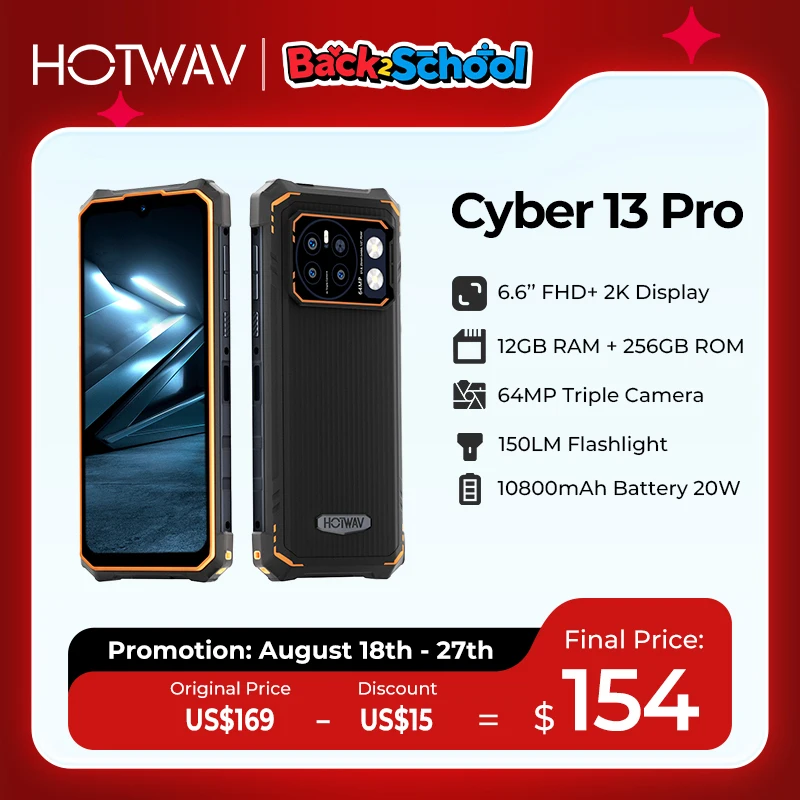 [мировая премьера] hotwav cyber 13 pro 150lm фонарик 20 гб + 256 гб 6