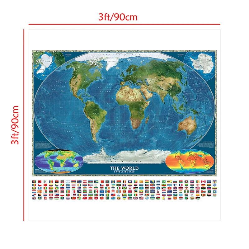Безрамный постер с картой мира и флагами - Фотография_6