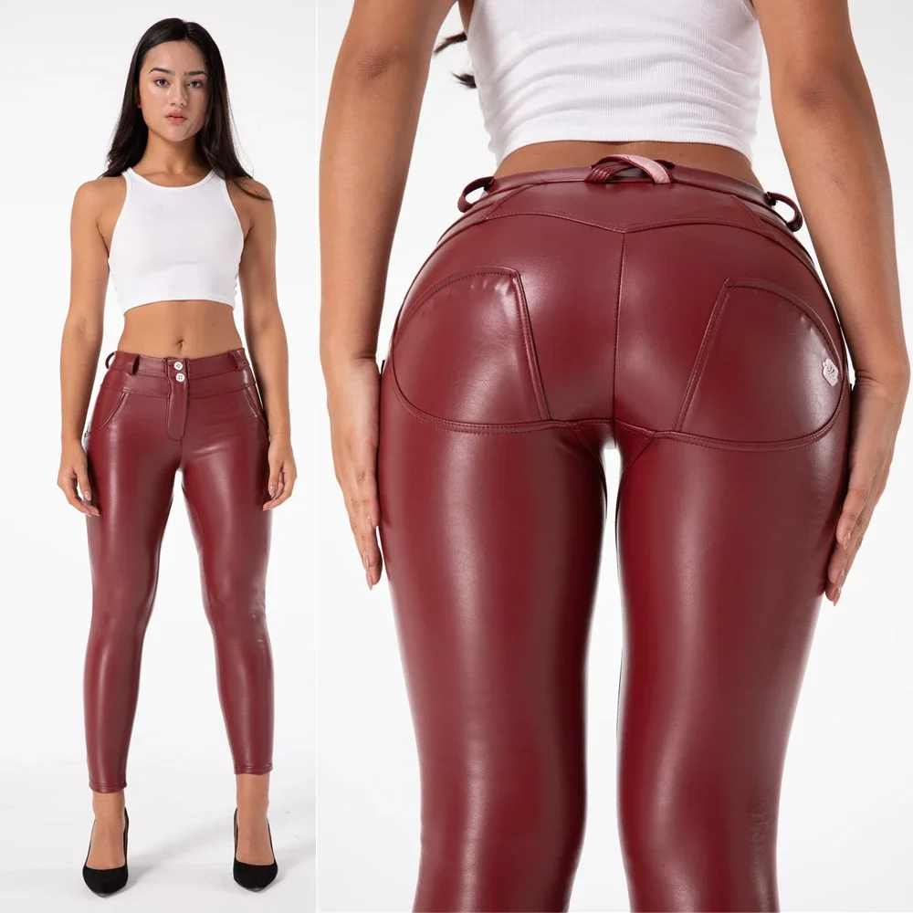 Shascullfites бордовые узкие кожаные брюки из искусственной кожи - Фотография_6