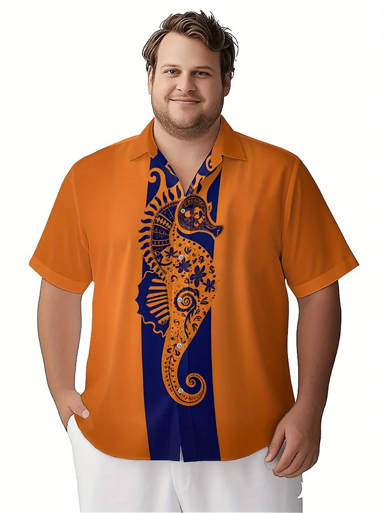 Мужские гавайские рубашки больших размеров с классическим узором - Фотография_2